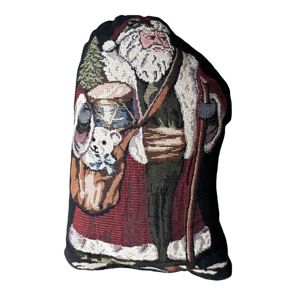 Accent Pillow 11x7.5 Inch Needlepoint Kris Kringle Santa Claus‎ Decor Multicolor